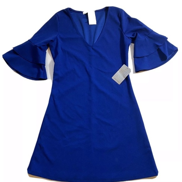 vanity room Dresses & Skirts - NWT Nordstrom Vanity Room Layered Bell Sleeve V Neck Royal Blue A-Line Dress